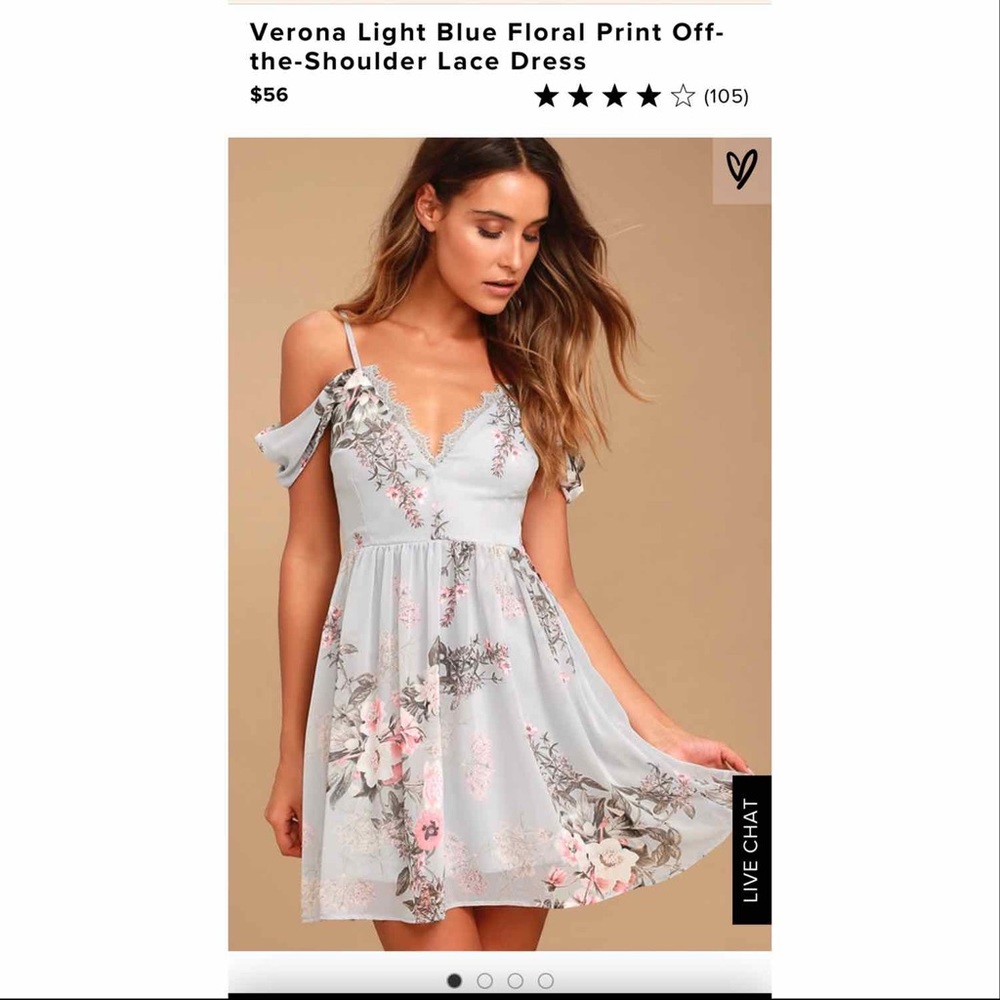 Lulus Blue floral off the shoulder dress